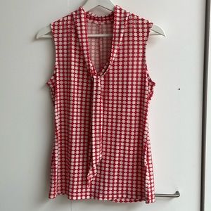 Secretary Tie Neck checked Blouse Top Small